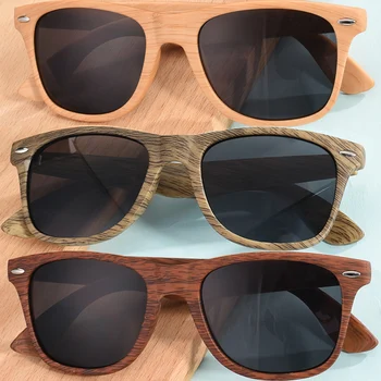 Vintage Unisex Sončna Očala Lesena Očala Modni Moški Kvadratnih Lesa Očala Odtenki Sonce Moški Umetno Lesa Očala, Dodatki Darilo