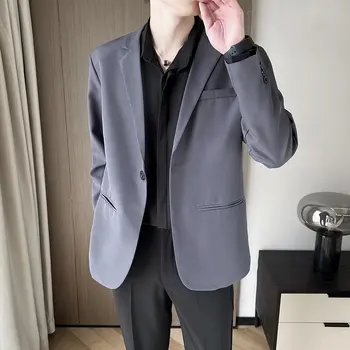 Korejski Jopiči za Moške blagovne Znamke Suknjič Moda Slim Priložnostne Coats Lep Masculino Poslovne Obleke, Jopiči Trdni Moški Jopiči Vrhovi