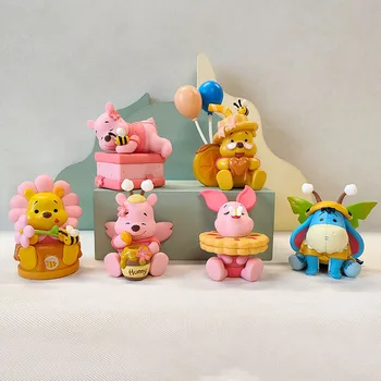 6pcs Disney Winnie The Pooh Piglet Tigger Eeyore Zajec Sova 6.5-9.7 cm Anime figuric Model Igrače, Risanke, Zbirka Lutk Set