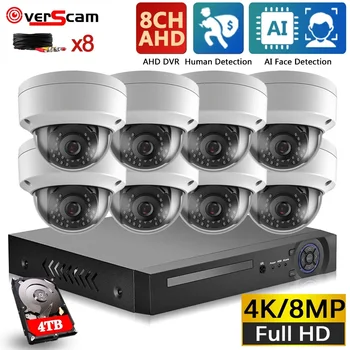 CCTV DVR Home Security Sistem Kamere 4K 8 Kanalni DVR Kit Zaznavanje Obraza AHD Dome Kamere, Video Nadzor, Alarmni Sistem, Komplet 8CH