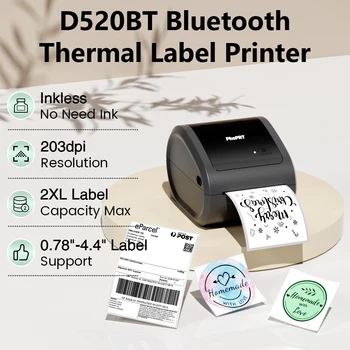 D520BT PM241BT Multifunkcijski Tiskalnik za Nalepke Termalne Nalepke za Kavo, Bluetooth, USB Povezava za tovorni list Logotip črtne kode Naslov Tiskanja
