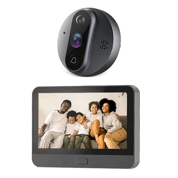 Smart Tuya 1080P Wifi Vrata Bell Oči Luknjo Fotoaparat Plastičnih 4.3 Palčni PIR FHD Ir Za Alexa Google