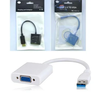 1pcs Banggood USB 3.0 Moški VGA Ženski Video Grafično Kartico Zaslon Adapter Pretvornik Kabel z Drobno Paket