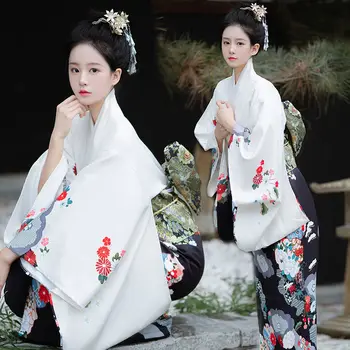 Ženske Japonski Kimono Yukata Z Obi Stranka Večerno Obleko Dame Gejša Haori Fazi, Ki Opravljajo Cosplay Kostum Fotografija Obrabe