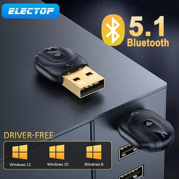ELECTOP 50M USB Bluetooth 5.1 5.3 Adapter za Brezžični Bluetooth Dongle Adaptador za PC Tipkovnico, Zvočnik, Audio Sprejemnik Oddajnik
