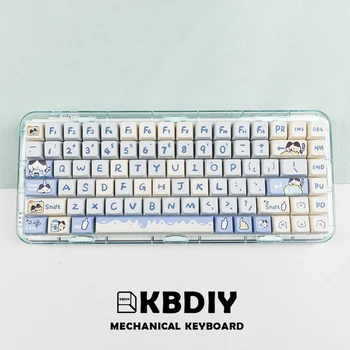 KBDiy 140 Tipke/Set PBT Krava Mijav Keycaps Mehanske Tipkovnice MDA Profil Lepe Modre Keycap po Meri za MX Stikalo K500 GMK67 64 61