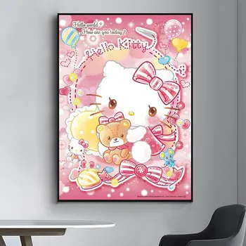 Risanka Hello Kitty Plakat Plakat Anime Letnik Kraft Papir, Kraft Papir Visoke Kakovosti Sobi Doma Risanka Umetnosti Tiskanja Stenske Nalepke Za Dekoracijo