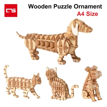 Diy 3D Lesene Puzzle Pes, Mačka Živali Okostje Uganke Skupščine Model Odraslih Otrok, ki JE Ročno izdelan Izobraževalne Igrače Darilo