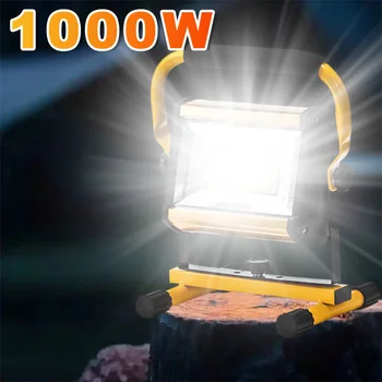 1000W Nepremočljiva Poplav Svetlobe Zunanji Reflektor LED Zunanji Projektor RGB Pozornosti Iskalnim za ponovno Polnjenje za 6*18650 Baterijo