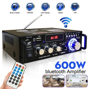 600W HI-fi Doma Ojačevalnik 110V/220V USB, FM Radio, Avto Bluetooth Audio Ojačevalnik Subwoofer Theater Sound System Z Daljinskim upravljalnikom
