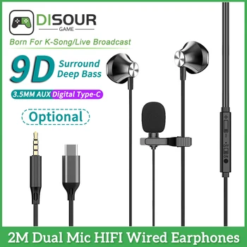 Žične Slušalke Z HD Noise Cancel Mikrofon Tip C 3.5 MM Slušalke Za Samsung Xiaomi HiFi Heavy Bass Slušalke za Karaoke KTV