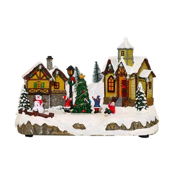 Božič Sneg Hiša z Svetloba & Glasba Ustvarjalne Ornament Dekor Vasi Dvorišče Scene Novo Leto Darilo Namizje Smolo Obrti