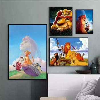 Risanke Levji Kralj Platno Slikarstvo Disney Anime Plakatov in Fotografij Stenskih slikah, ki Živijo Otroci Soba Dekoracijo Doma Cuadros