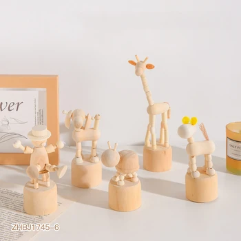 Nordijska Doma Dekor Mini Lutkovno Figurice Namizje Okraski Leseni Živalske Skulpture Kawaii Soba Dekoracijo Dodatki Darila