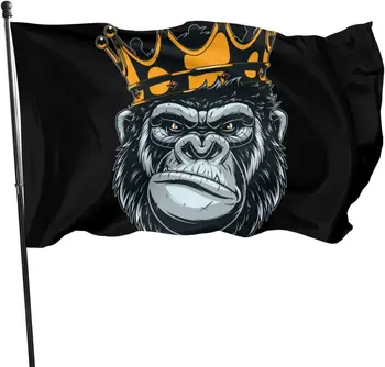 Kralj Gorilla 3x5 Stopala Zastave zunanje oznake 100% Enotni-Plast Prosojna Poliester 3x5 Ft