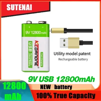 9V Polnilne Baterije 12800mAh 6F22 Micro USB 9v baterija Li-ion, Litij Baterije za Multimeter Mikrofon Igrače, Daljinsko upravljanje KTV