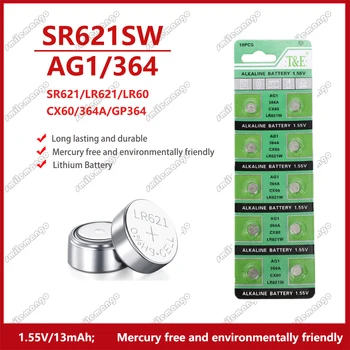 40-200PCS 2022-NOVO 1.55 V AG1 LR621 364 164 531 SR621 SR621SW SR60 CX60 Gumb Baterija Za Gledanje Igrače Oddaljeno Celico Kovanec Baterije