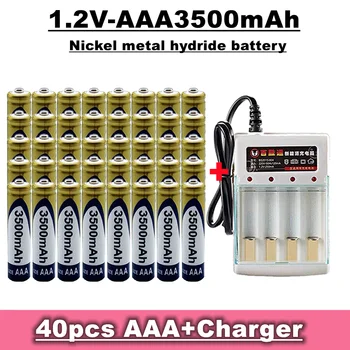 AAA novo baterijo za ponovno polnjenje, narejenih iz nikelj-kovinsko-hidridni, 1,2 V 3500mAh, primerna za igrače, alarm ure, MP3, itd.,+polnilnik