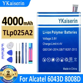 4000 mah YKaiserin Baterije TLp025A2 Za Alcatel One Touch Izravnavo POP C9 Dvojno 7047D Idol X Plus XPlus OT 6043D 8000D Bateria