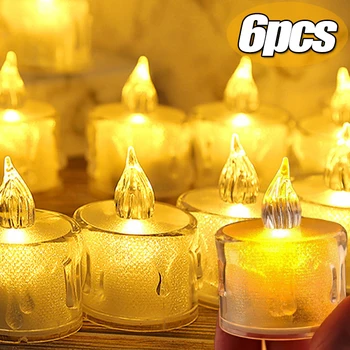6/3Pcs LED Brezplamensko Sveče z Baterijo Simulacije Svečnik Čaj Luči Božič Poroko Romantično Svečo Dekoracijo namizne Svetilke
