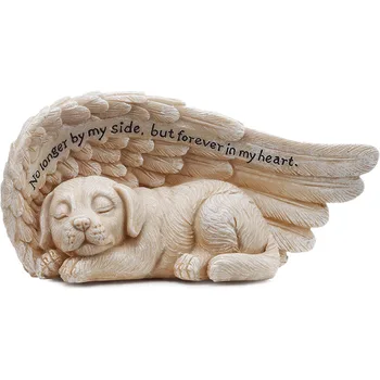 21 cm Velik Pes Spi v Angel je Krilo Vrt Kip z Napisom Angel Pet Kip Pes Obrti Notranji Vrt Pet Nagrobnik