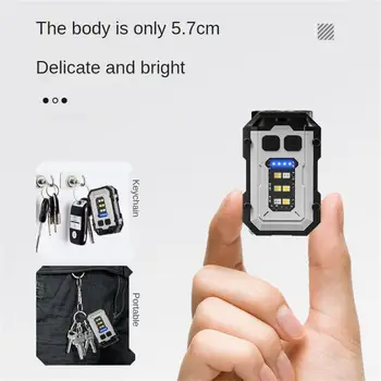 Svetilka Keychain Svetlobe TIP-C Mini LED Polnilna Svetilka 7files Aluminij Zlitine Robna Močno Magnetno Prostem Luči