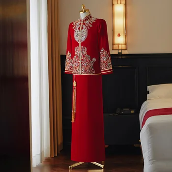 Moške Xiuhe Oblačila 2023 Kitajski Hanfu Poroko Ženina Oblačila Tang Obleko Oblačila za Moške Zmaj in Feniks Obleke Plašč