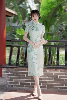 Elegantno Vitek Qipao Ženske Letnik Cvjetnim Slog Cheongsam Tradicionalnih Kratek Rokav Mlado Dekle, Kitajska Obleka
