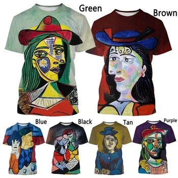 3D Natisnjeni T-shirt Pablo Picasso Klasični Oljni sliki T Srajce za Moške In Ženske Obleke Poletje Priložnostne Kratka sleeved Vrhovi Tees