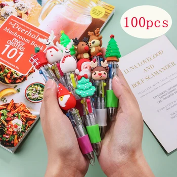 100 kozarcev Kawaii Božič Mini 4 Barve, Kemični Svinčnik Srčkan Risanka Santa Božič Drevo Peresa Za Pisanje Otroci Šolske Potrebščine