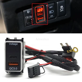 Avto Hitro Polnilnik z Dvojno QC3.0 USB Tip C Interface Adapter za Polnjenje Vtičnica z Napetostjo Zaslon Uporablja za Nissan Patrol Y62