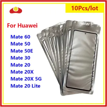 10Pcs/Veliko Za Huawei Mate 60 50 50e 30 20 20x 5G 20 Lite Zaslon na Dotik, Sprednji Plošči Zunanje Steklo Objektiv LCD Steklo Z OCA