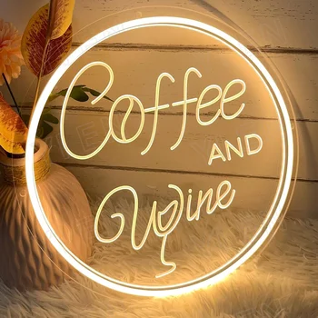 Kava & Vino Neon Znak Za Stenski Dekor 3D Art Carving Oblikovanje Zaprtih Spalnica Led Neonski Znaki Ozadje Flex Božično zabavo Poslovni