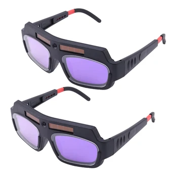 2Pc Solar Powered Auto Temnenje Varilne Maske, Čelada, zaščitna Očala, Varilec Očala Loka, Anti-Shock Objektiv Za Zaščito Oči