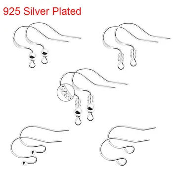 50pcs 925 Sterling Silver Plated Uhani Kljuke Prešitih Anti Alergijo Uhan Zapirali Veliko Za Diy Nakit, ki opravlja Dobave
