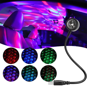 USB LED DJ Fazi Luči RGB Zvok Vključen Obračanje Disco Party Čarobno Žogo Projektor Lučka Domov Avto Vzdušje Božič