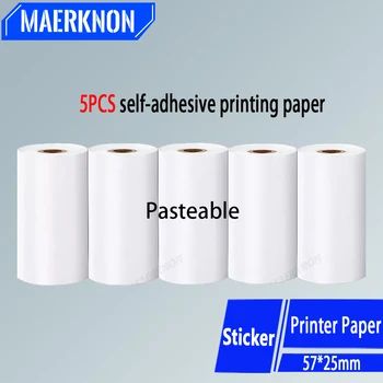 57x25MM, samolepilne, v Zvitkih Papir Mini Termični Tiskalnik za Etikete Nalepke Za Brezžično Bluetooth Foto Inkless Tiskanje Termični Papir