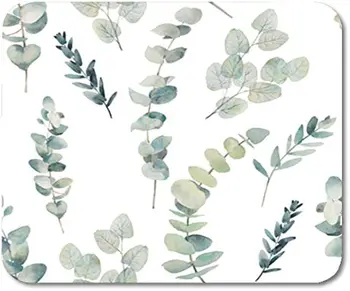 Gaming Miška Ploščica Akvarel Eucalyptus Veje Vzorec Ročno Poslikane Cvetno 9.5