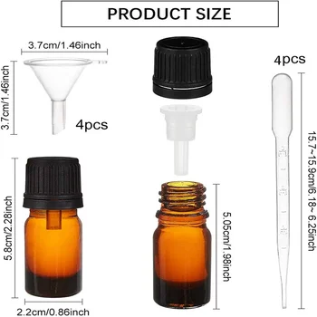 10pcs 5ml Brown Stekla Eterično Olje Steklenice z Odprtino s Kapalko Reduktorjem in Lijak ,za Aromaterapijo Dišave Kozmetičnih Olj