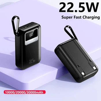 Mini Power Bank 30000mAh za iPhone 15 14 Powerbank z ukazom C-Kabel Za 22,5 W Hiter Polnilec za Samsung S23 Huawei Xiaomi Poverbank