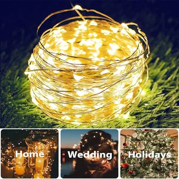 50/100/200/300 LED Sončne Bakrene Žice Svjetlucati Niz Luči na Prostem Nepremočljiva 8 Načini za Teras Drevo Božič Wedding Party