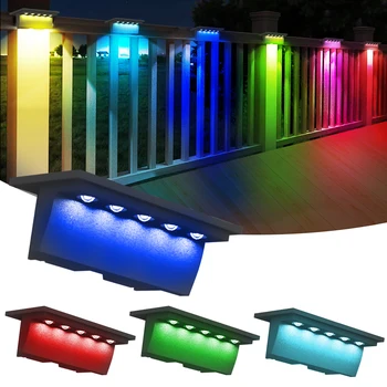 2/4 Paketi RGB/3000K/6000K LED na Prostem Sončne Svetlobe Korak Lučka Objektiv Načrt Super Svetla IP65 Anti-theft Stopnice Svetlobe Dekor Razsvetljavo