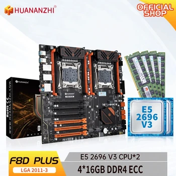HUANANZHI X99 F8D PLUS LGA 2011-3 XEON X99 Matično ploščo s procesorjem Intel E5 2696 V3*2 s 4*16 G DDR4 RECC pomnilnik combo kit komplet